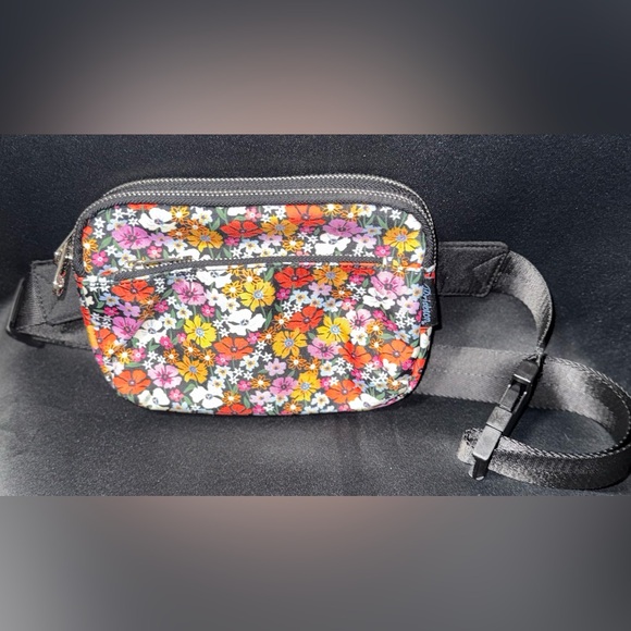 Brighton Handbags - Brighton Floral Crossbody Belt Bag - Black with Multicolor Flowers
